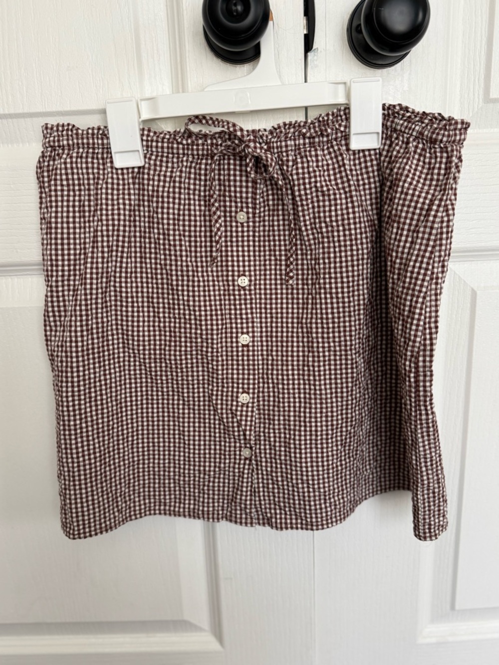 Women's Mini A-Line Skirt - A New Day™ Brown Gingham